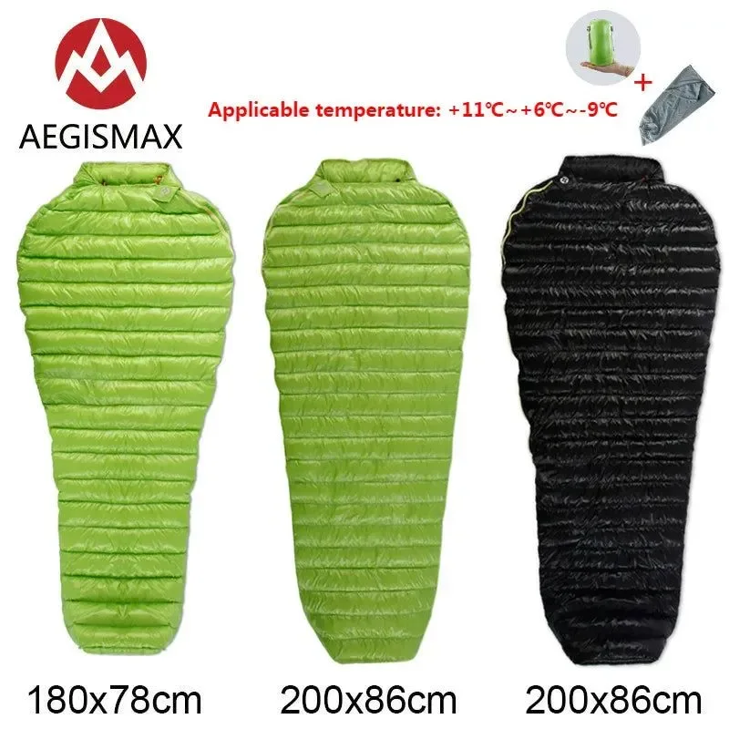 Reusable Saco de dormir doble portátil para acampar al aire libre para adultos – Ultraligero para tres estaciones 95 plumón de ganso Durable