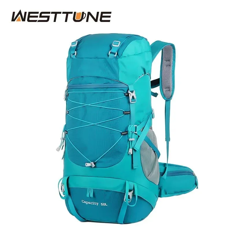 Top-Quality Mochila de senderismo de 50 l con funda impermeable mochila versátil para exteriores viajes senderismo y acampada. Premium