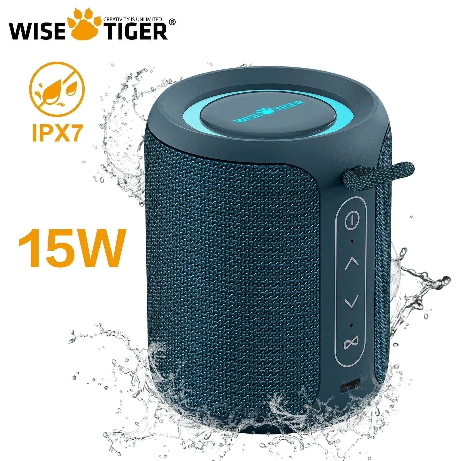 High-Quality Mini altavoz portátil Bluetooth P1S de 15 W resistente al agua IPX7 con refuerzo de graves y emparejamiento dual TWS. Mini altavoz portátil Bluetooth WISETIGER P1S resistente al agua IPX7 potenciador de graves conexión TWS emparejamiento dual BT5.3 luces RGB de 15 W altavoces inalámbricos para exteriores y hogar. Mini altavoz Bluetooth portátil WISE TIGER P1S IPX7 resistente al agua tu mejor compañero para disfrutar de la música al aire libre y en casa. Long-Lasting