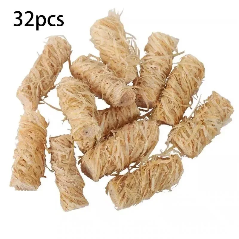 Carefully Designed 32 iniciadores de fuego de madera ecológicos – Rollo de seda de cera de lana de madera natural – Encendedores para chimeneas de camping y estufas de patio Prestigious