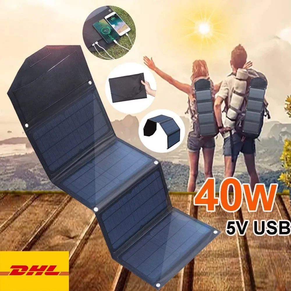 Professional Panel solar plegable de 40 W 5 V USB portátil cargador solar para teléfono móvil banco de energía para acampar senderismo mochila al aire libre Optimized
