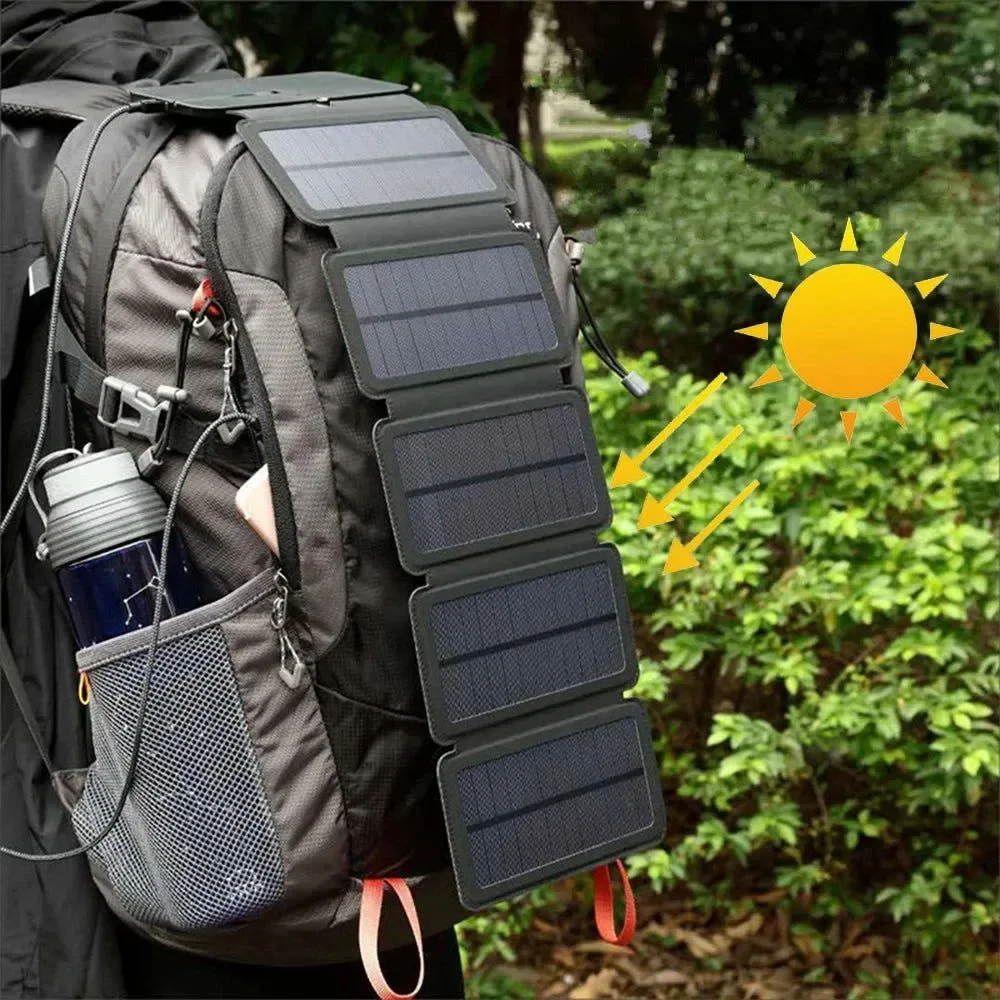 Powerful Cargador solar plegable para exteriores 5 V 2 1 A USB para smartphones. Fuente de alimentación portátil para camping senderismo y mochilerismo. Efficient