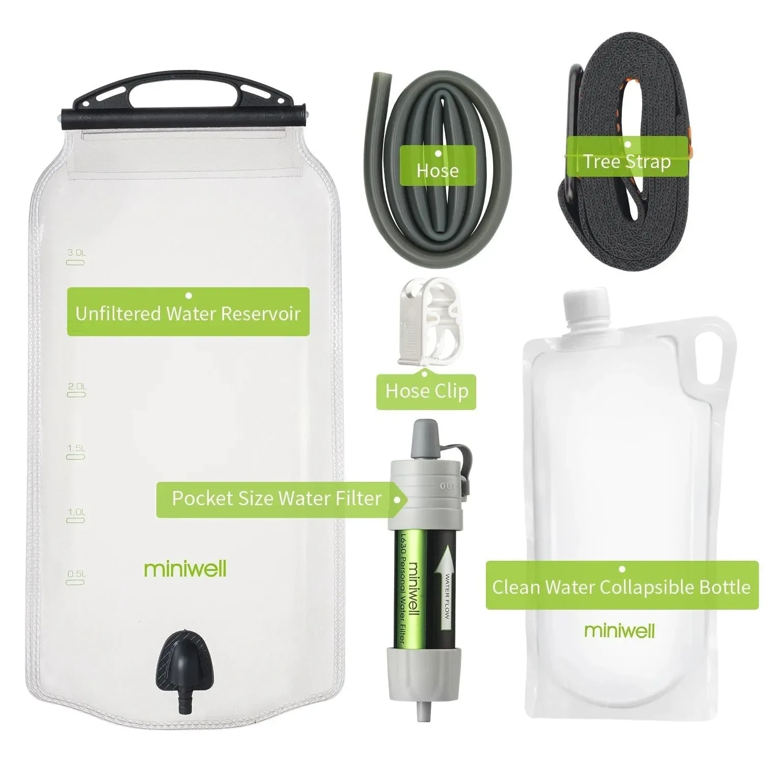 High-Quality Purificador de agua Miniwell con filtro de paja para senderismo camping supervivencia y emergencias. Enhanced