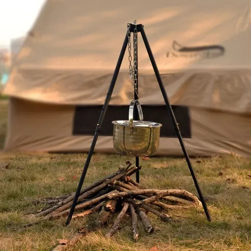 Innovative Soporte grande para fogatas al aire libre Trípode portátil para colgar en la pared para acampar hacer barbacoas y asar a la parrilla Flexible
