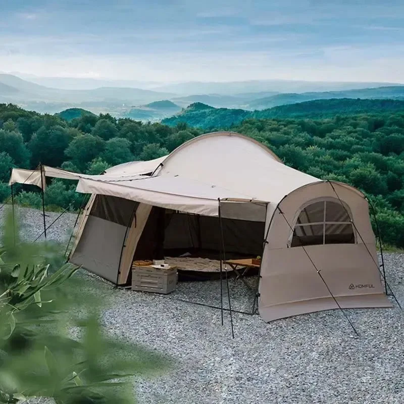 Unique Tienda de campaña portátil de gran espacio para acampar al aire libre con tienda interior Multipuertas multiventanas resistente a la lluvia al viento y al sol Proven