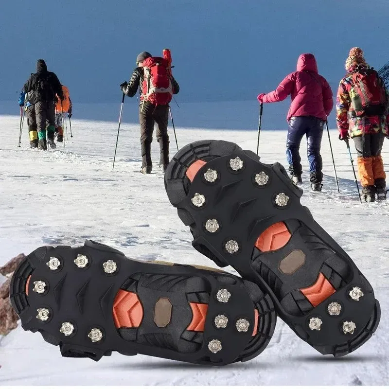 Casual Crampones de 11 dientes pinzas antideslizantes para hielo ies para senderismo escalada y calzado de invierno. Lightweight