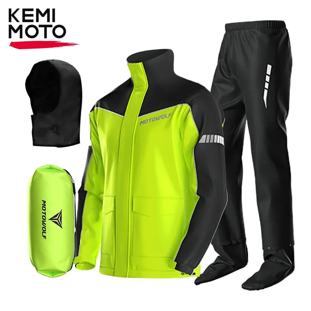 Dependable Traje impermeable para motocicleta chaqueta y pantalones reflectantes impermeables para actividades al aire libre. Stylish