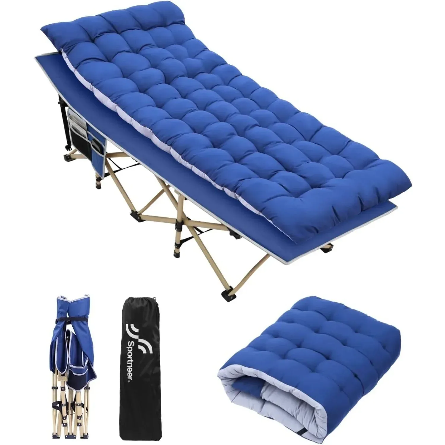 Safe Cama plegable Sportneer resistente con colchón – Cama portátil para adultos carga máxima 204 kg Cuna de camping Sportneer Lightweight
