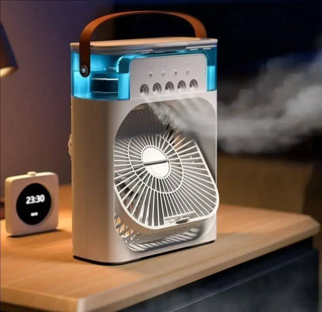 High-End Enfriador de aire portátil 3 en 1 con luces LED ventilador de escritorio humidificador y luz nocturna con alimentación USB Superior