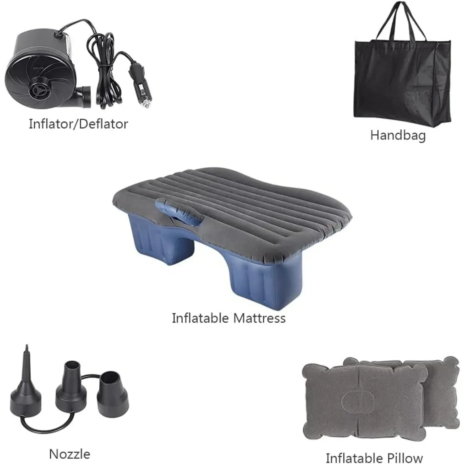 Original Colchón inflable para coche y camping Sofá inflable portátil apto para SUV para viajar y dormir Con 2 almohadas de aire Negro PRESUPUESTO Responsible