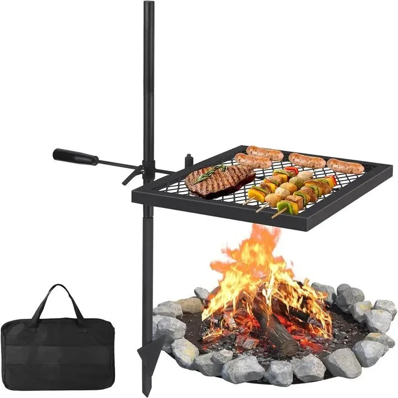 Crafted Parrilla giratoria para fogatas parrilla de acero inoxidable resistente para acampar al aire libre Responsible