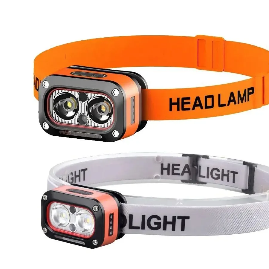 Advanced Linterna frontal recargable con sensor de movimiento luz manos libres ajustable a 45° para camping senderismo y pesca. Selected