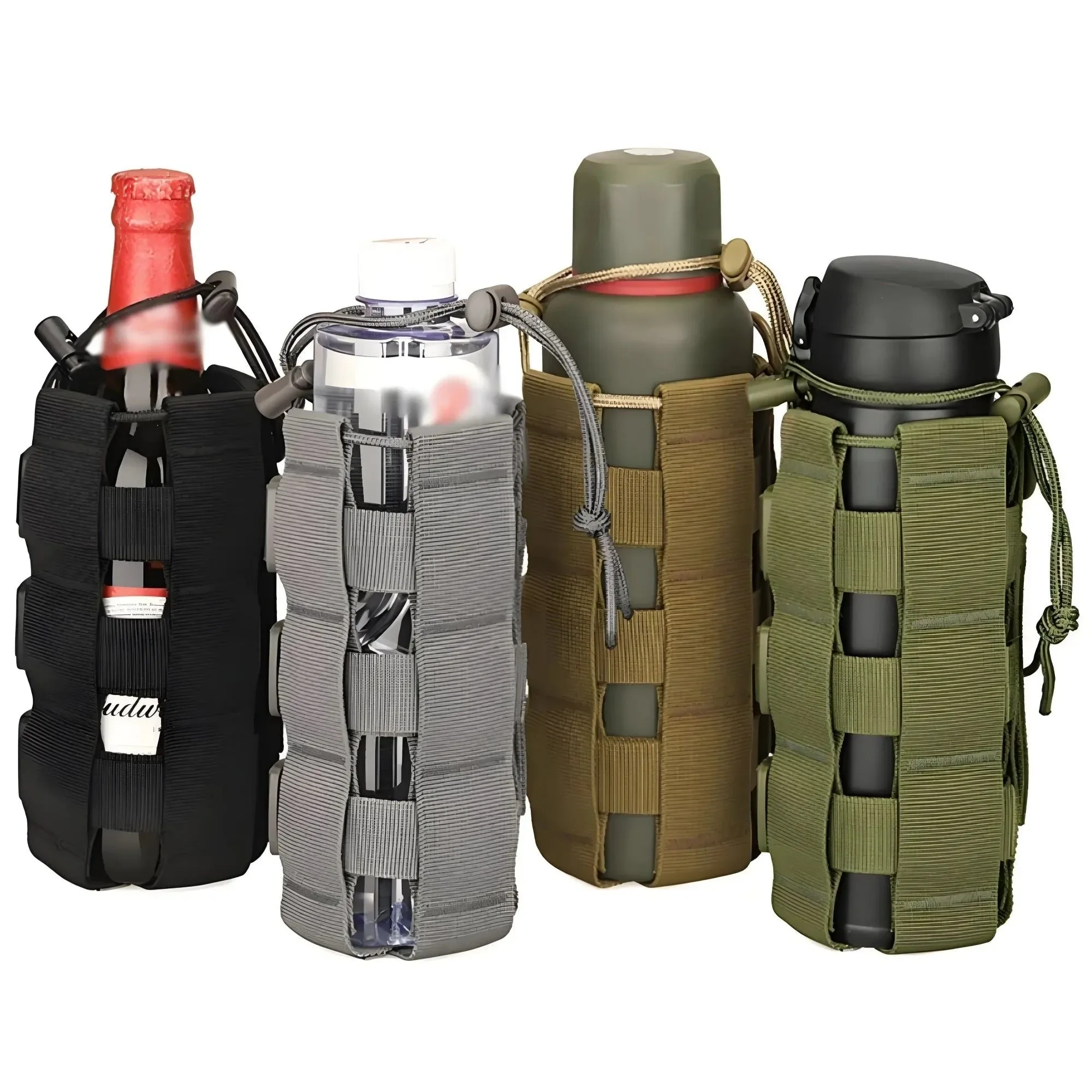 Authentic Bolsa táctica MOLLE para botellas de agua bolsa de hidratación para acampar al aire libre senderismo con mosquetón y soporte multifunción para botellas de 500 a 800 ml. Fashionable