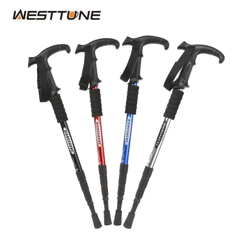 Consistent 4-Section Telescopic Trekking Pole Lightweight Folding Walking Stick for Hiking Climbing Casual