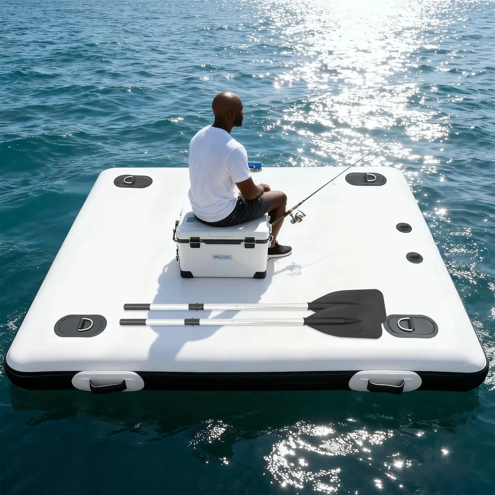 Long-Lasting Inflatable Floating Platform 400kg Capacity Portable Pontoon for Fishing Yoga Water Activities Premium Material
