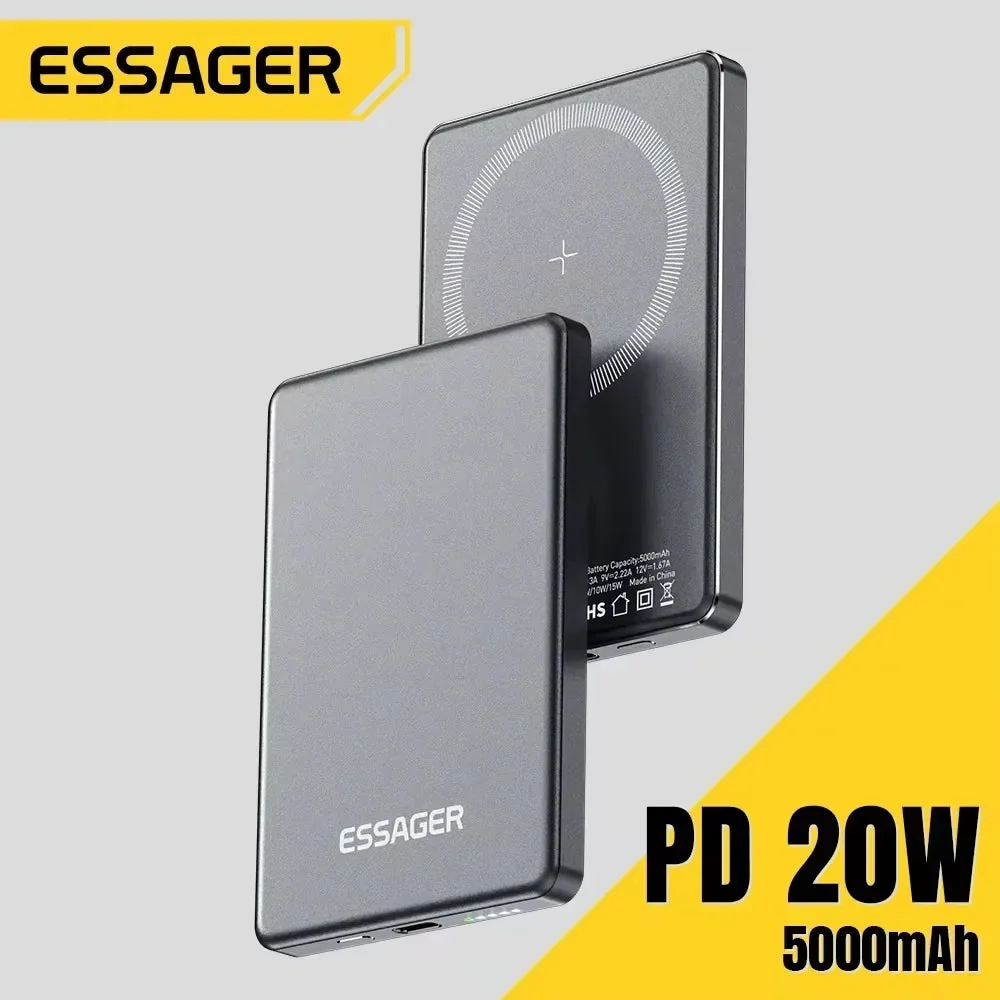 Eco-Friendly Magnetic Wireless Power Bank 5000mAh – Ultra Slim 20W Fast Charging Portable Charger for iPhone Smartphones Expertly Made