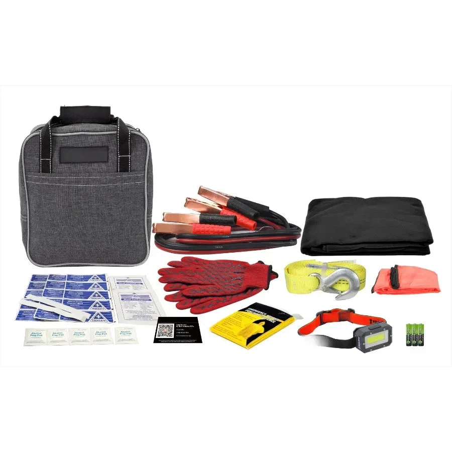 Pure Roadside Emergency Car Kit – Complete Vehicle Safety Kit with Jumper Cables Tow Rope First Aid Supplies Official