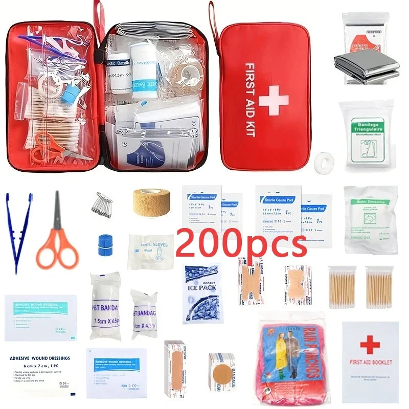 Official 198-Piece Family First Aid Kit – Compact Emergency Medical Kit for Home Car Travel Camping Comfortable