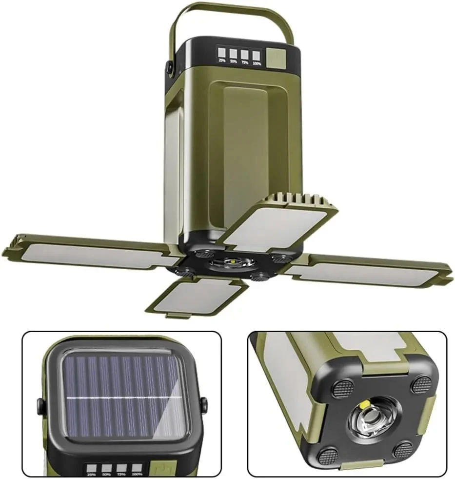 Elegant 4-Leaf Foldable Solar Camping Lantern LED Rechargeable Fine Crafted