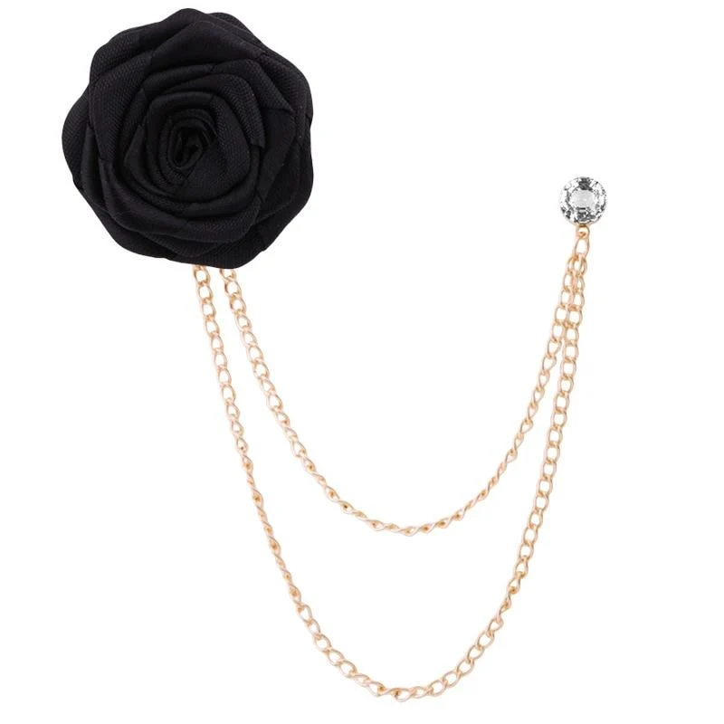 Versatile Satin Rose With Chain Tassel Pin Original Design