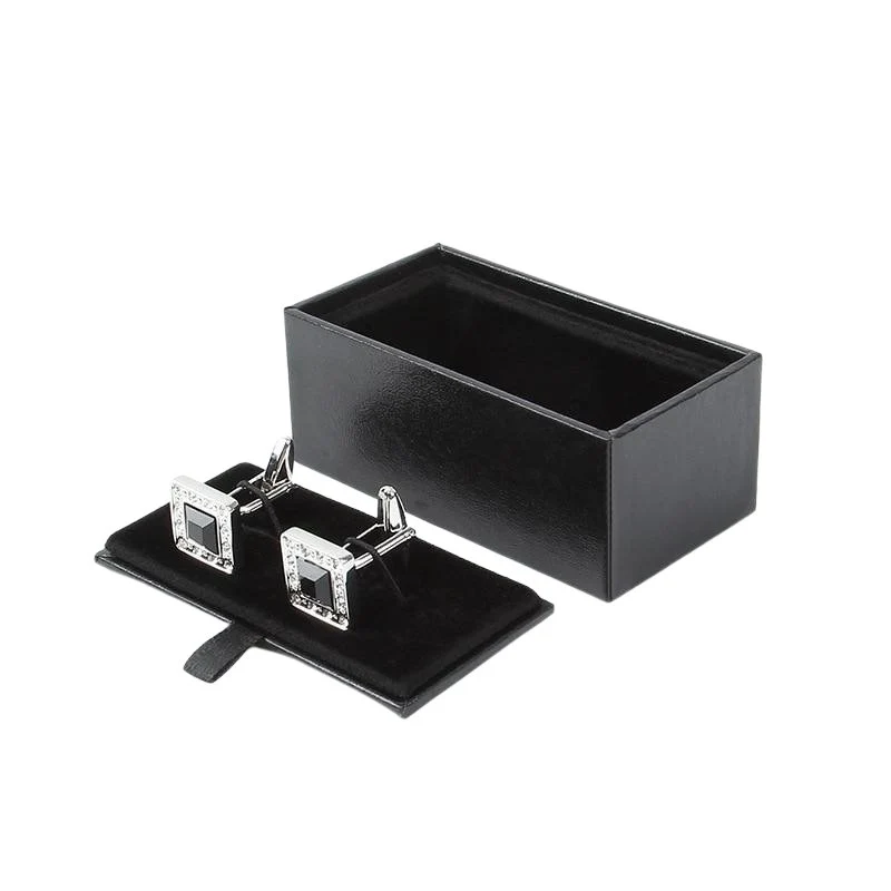 Consistent Black Velvet Jewelry Box For Cufflinks or Tie Clip Crafted
