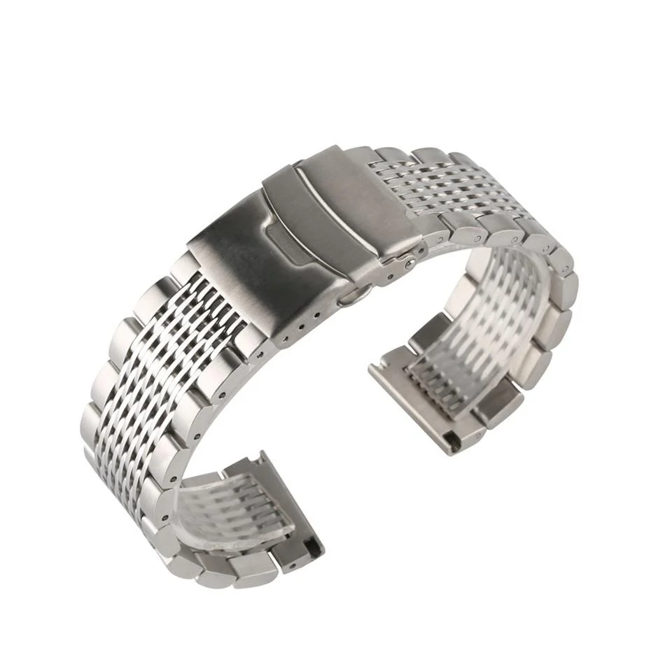 Exceptional Jules Stainless Steel Bead Of Rice Watch Bracelet With Deployant Clasp Optimized