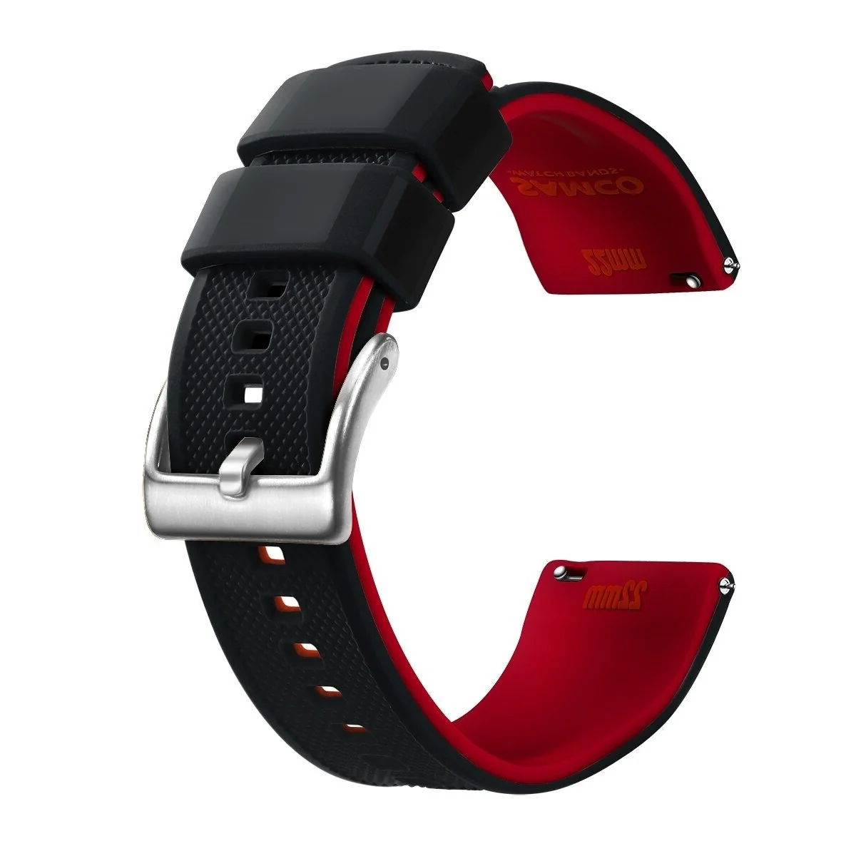 Exclusive Rafael Silicone Tropic Watch Strap With Silver Tang Buckle Original