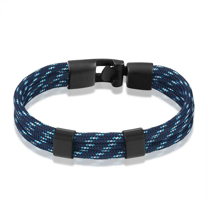 Smooth Gianluigi Nautical Rope Bracelet With Matte Black Buckle Excellent