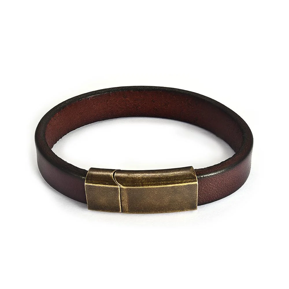 Original Design Arjen Minimalist Cowhide Leather Bracelet With Bronze Clasp Advanced