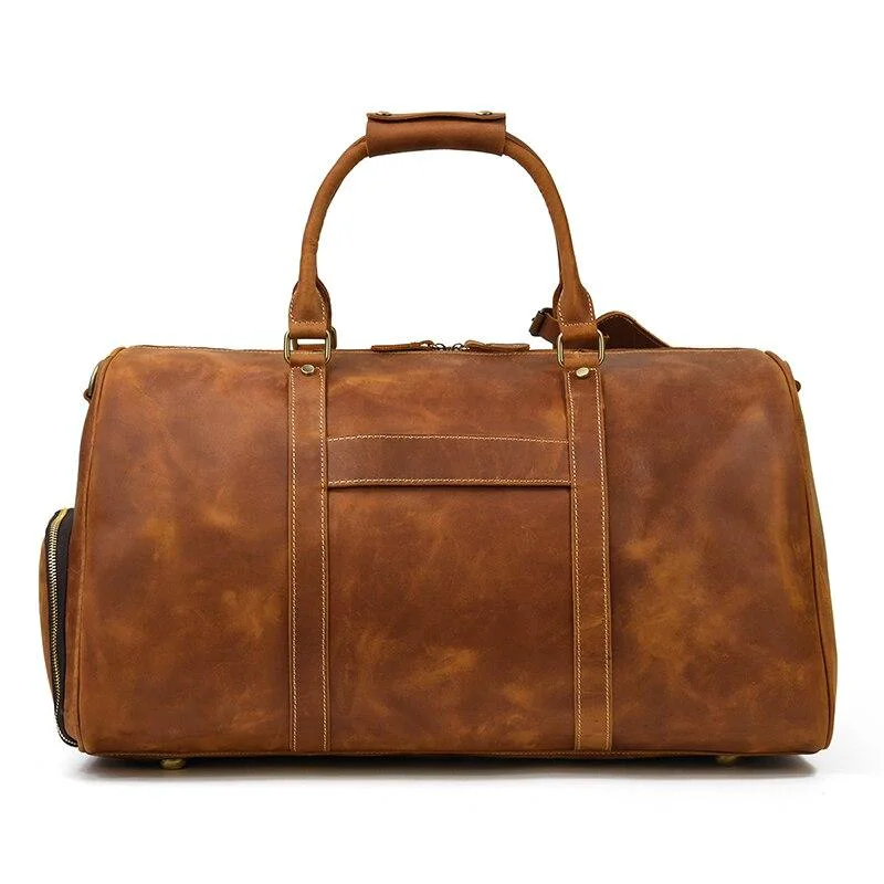 Certified Jonathan Crazy Horse Leather Duffel Bag With Shoe Pocket Excellent