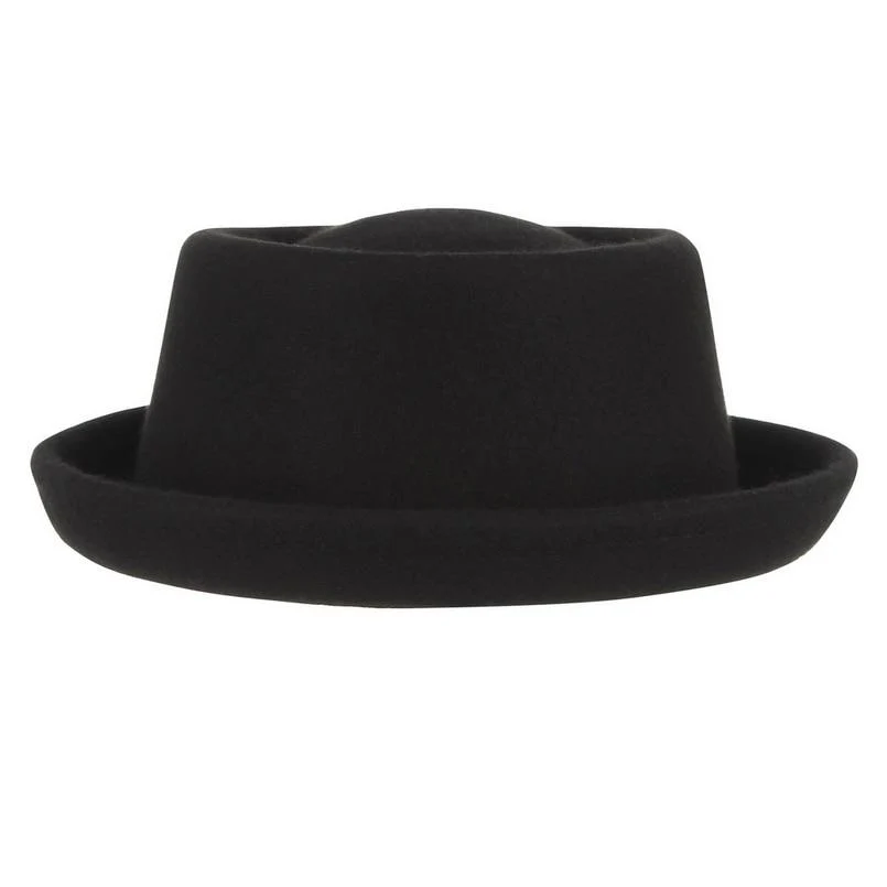 Functional Fieltro clásico de lana suave Pork Pie Sombrero Powerful