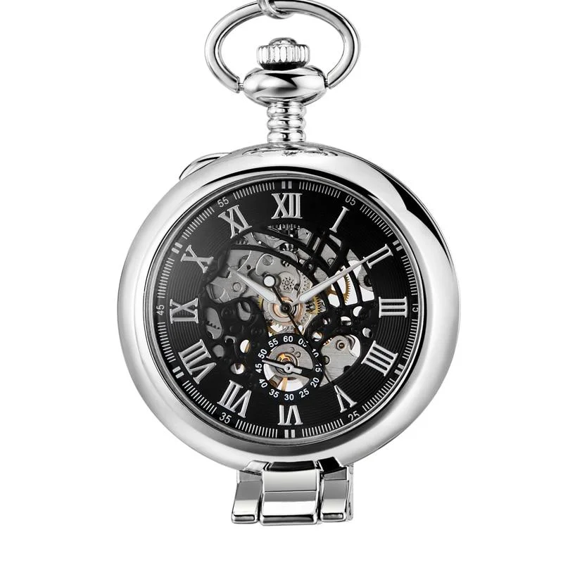 High-End Olaf Reloj de bolsillo mecánico esqueleto Orkina Plata Durable