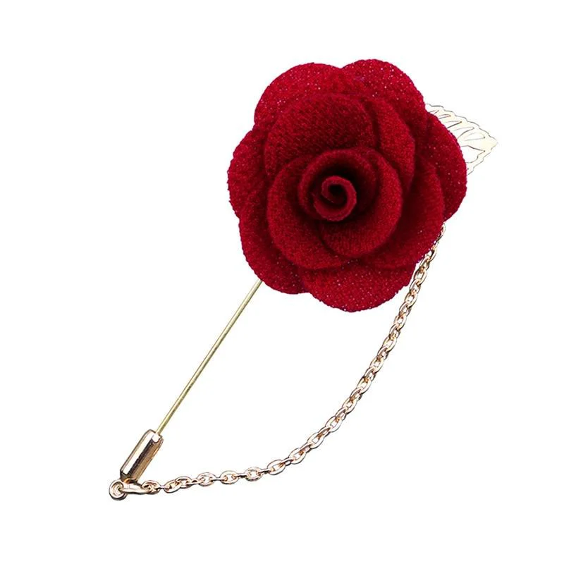 Detailed Alfiler de solapa rosa satinado con cadena Verified