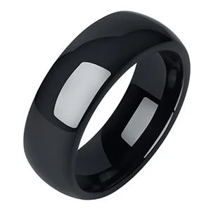 Natural Anillo de cerámica pulida lisa negra Excellent
