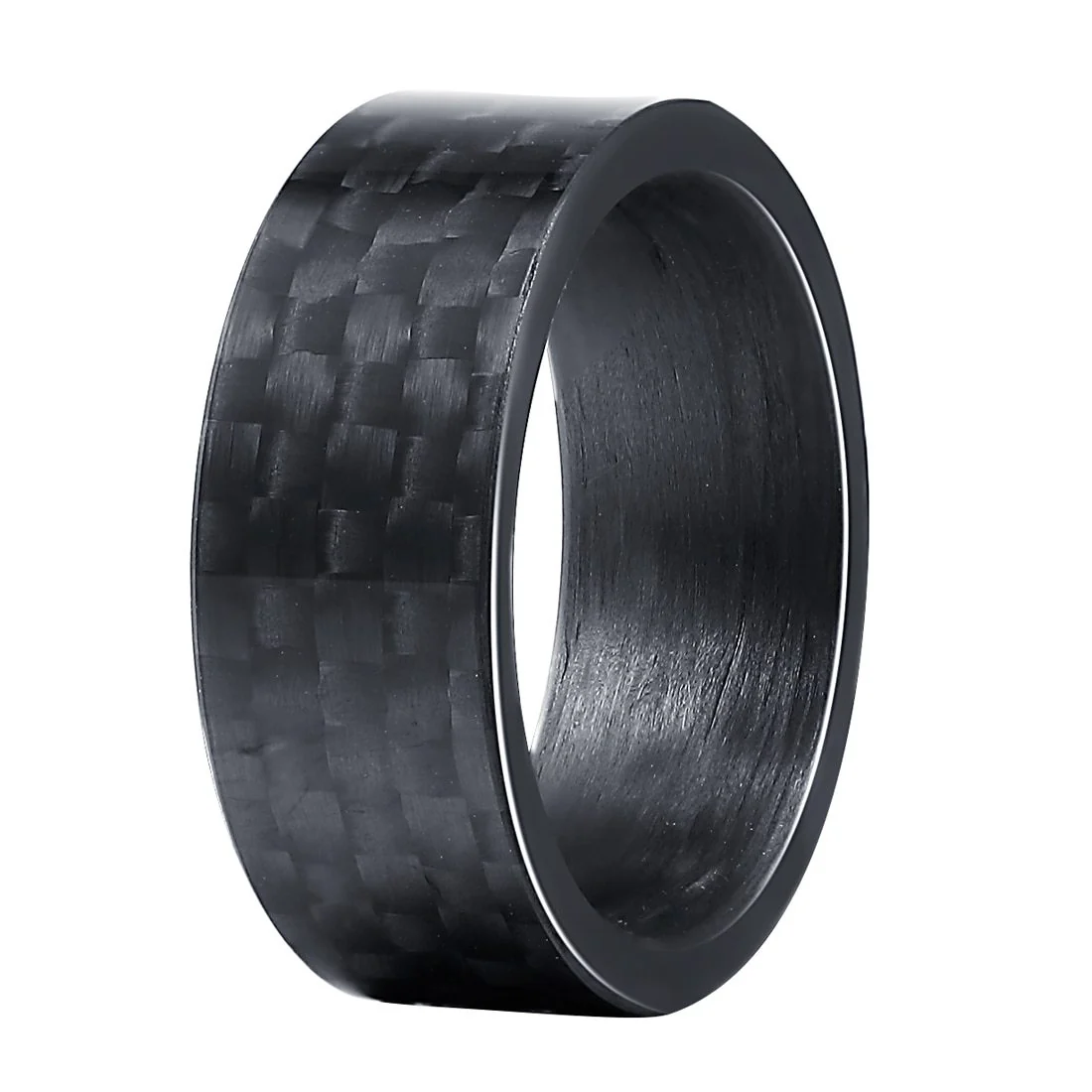 Exceptional Anillo negro macizo de fibra de carbono Long-Lasting