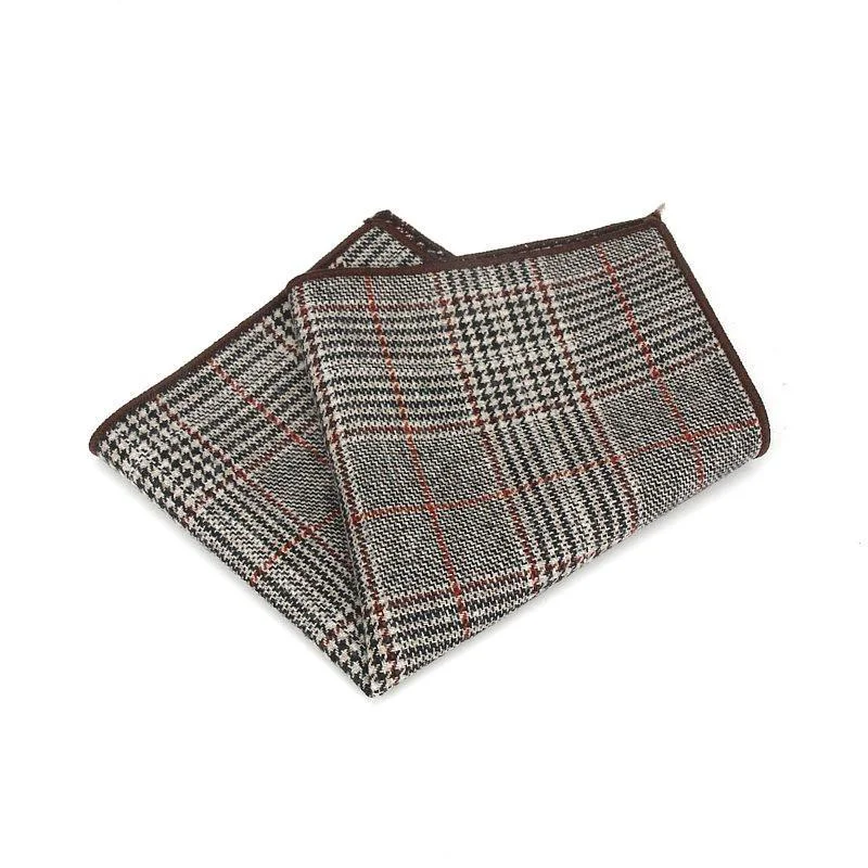 Safe Pañuelo de bolsillo de lana gris a cuadros tartán Original