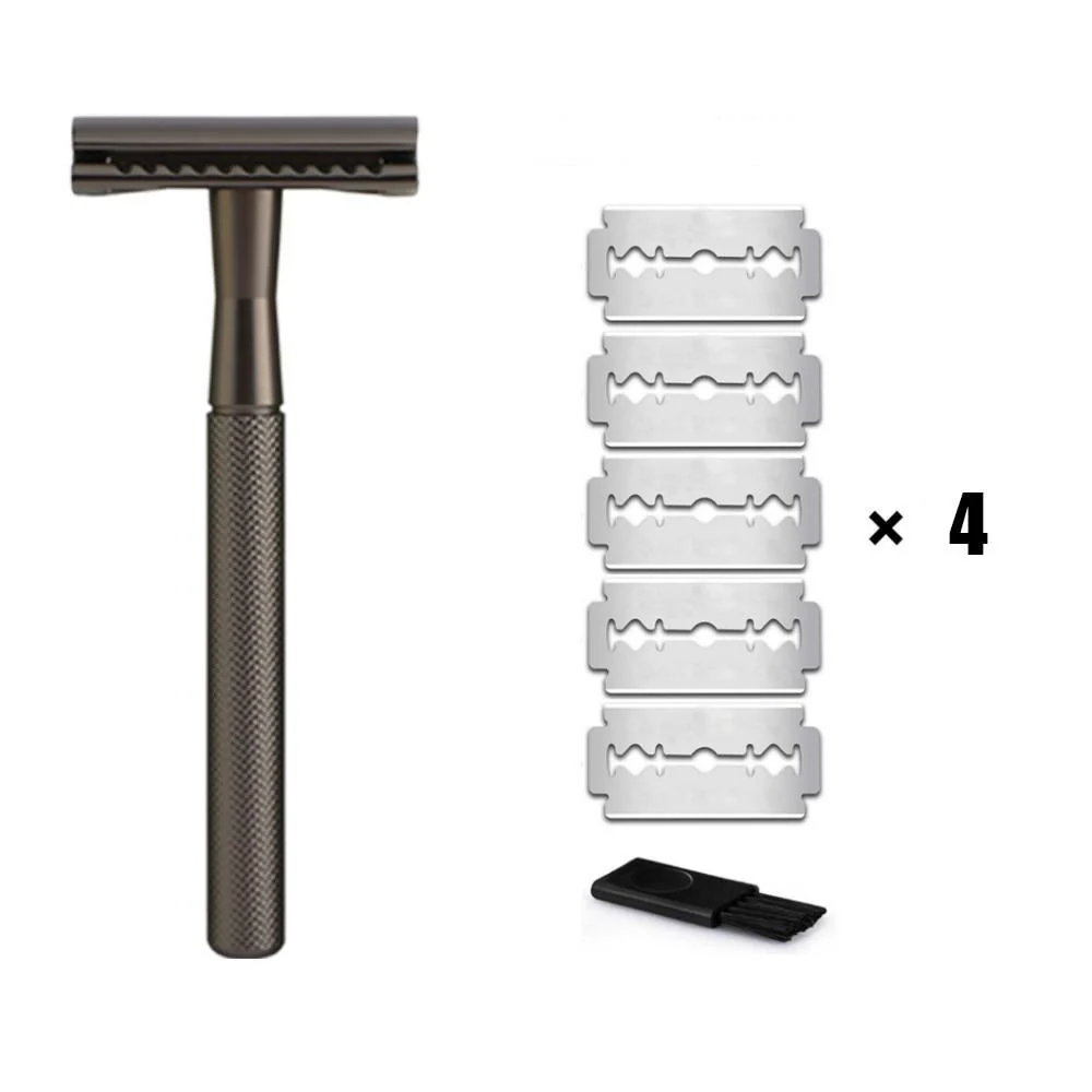 Professional Maquinilla de afeitar clásica de doble filo y juego de 20 cuchillas Durable