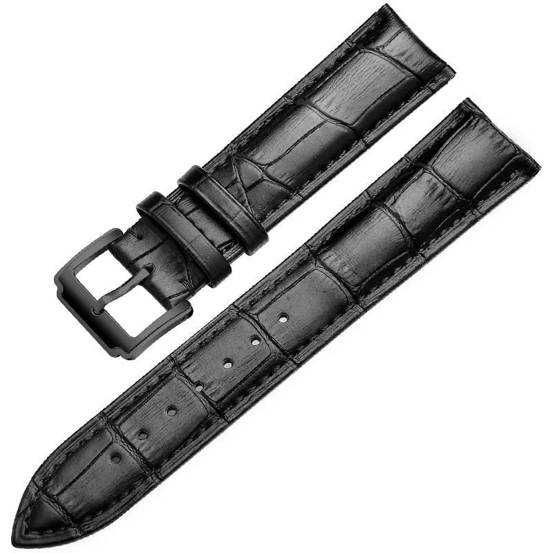 Trendy Horace Correa de reloj clásica de piel de becerro negra maciza Optimized