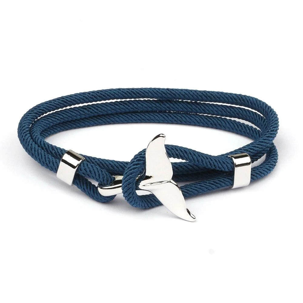 Stylish Pulsera de plata con cuerda de cola de ballena Excellent