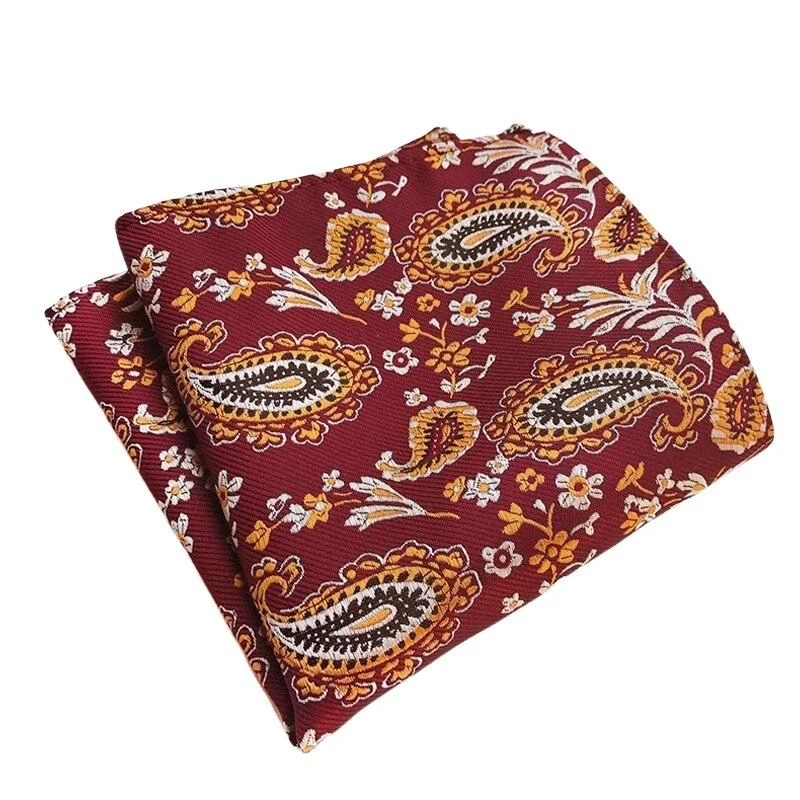 Sustainable Pañuelo de bolsillo de seda jacquard con estampado de cachemira en forma de lágrima pequeña Crafted