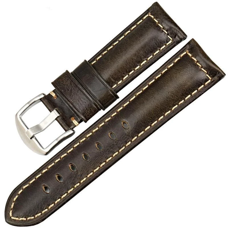 Consistent Damien Correa de reloj Vintage de cuero encerado con hebilla de plata Minimalist