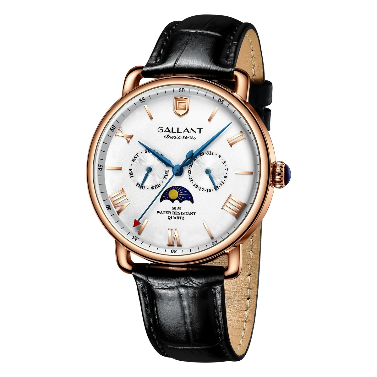 Environmentally Friendly Hubert Reloj clásico con fases de la luna Durable