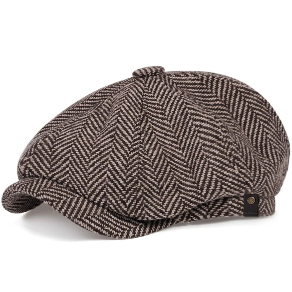 User-Friendly Retro Herringbone Tweed Newsboy Gorra Smart