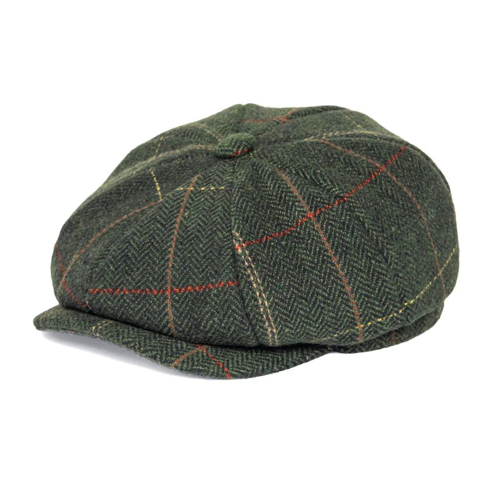 Verified Herringbone Tweed a cuadros Newsboy Gorra Expertly Made