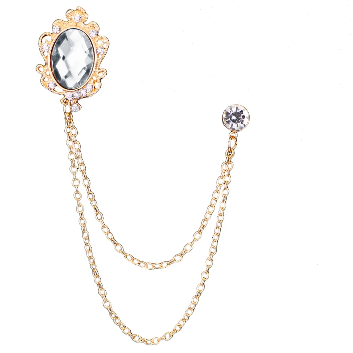 Trusted Broche con borla de cristal dorado Elite