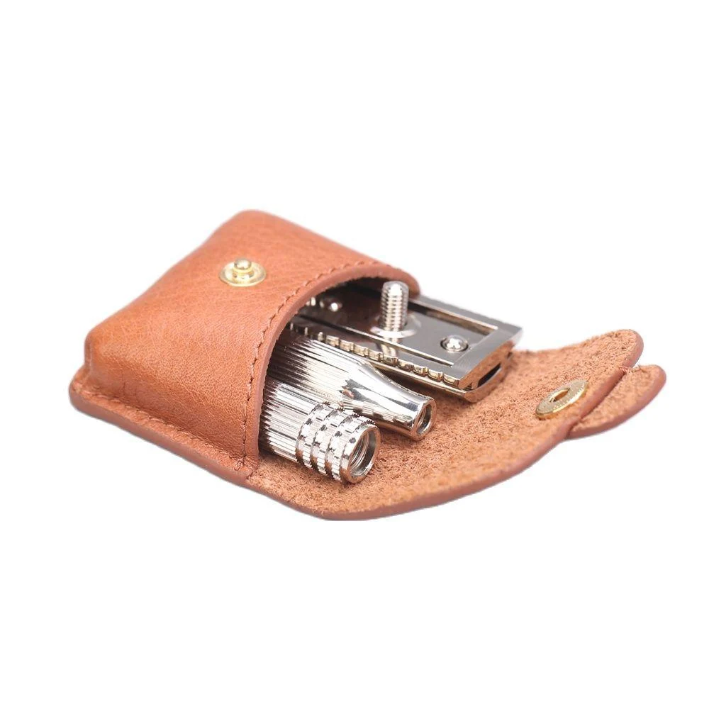 Long-Lasting Navaja de afeitar de viaje con estuche de piel vintage World-Class
