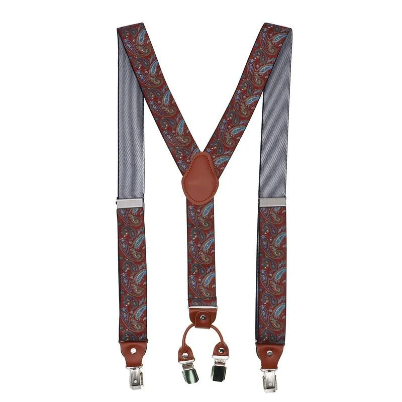 Artisan Florin Estampado retro Cuero 4 Clip Business Tirantes 35 mm High-Quality