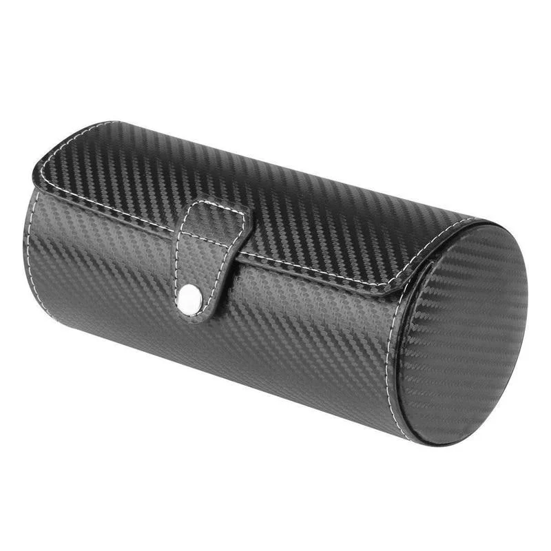 Environmentally Friendly Noah Carbon Look 3 Slots Watch Roll Case Natural