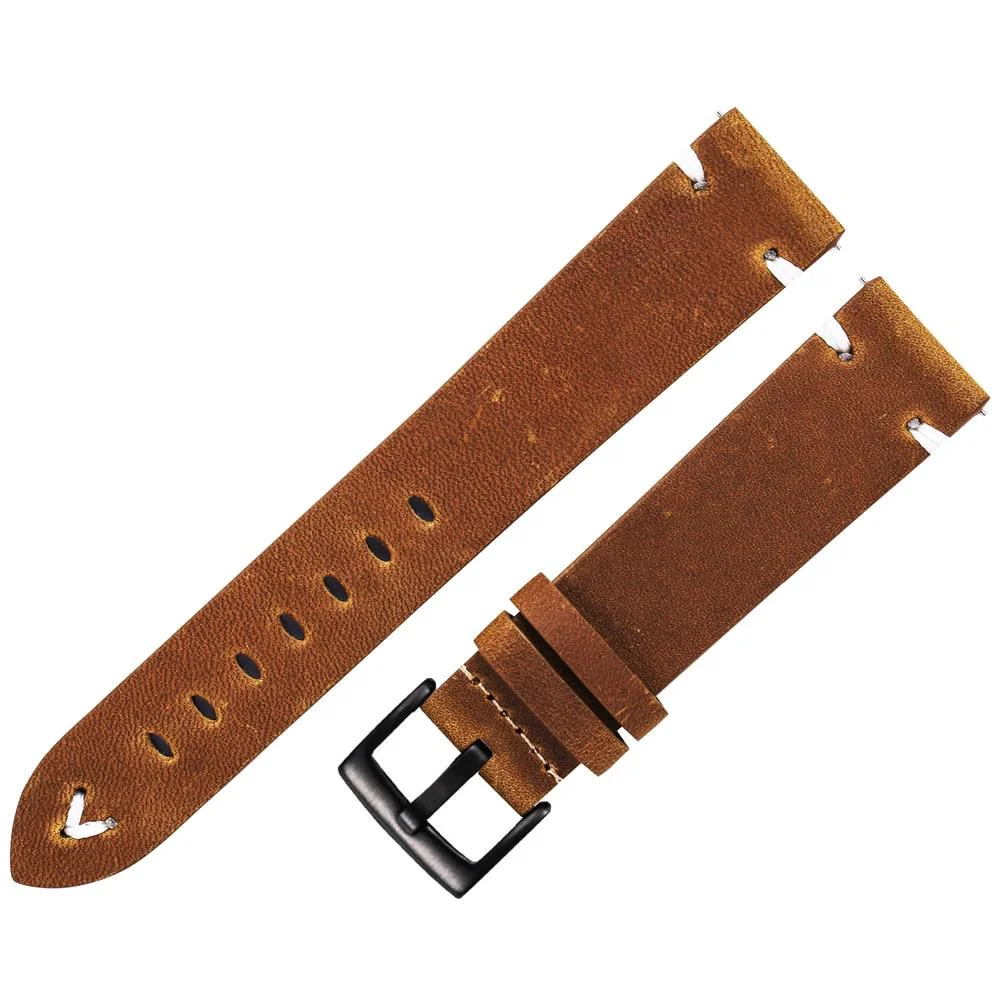 Elegant Hubert Correa de reloj hecha a mano de cuero encerado con hebilla negra Stylish
