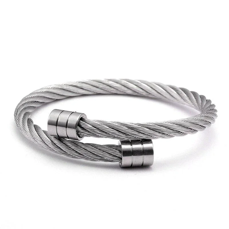 Original Mats Pulsera brazalete minimalista de cuerda metálica Natural